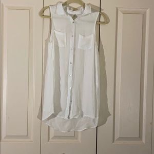 White button down/collard tank top